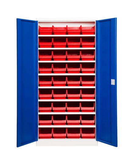 Opbevaringsskab ASPB Mod1 1980x980x670 Blå dør Rød kasse