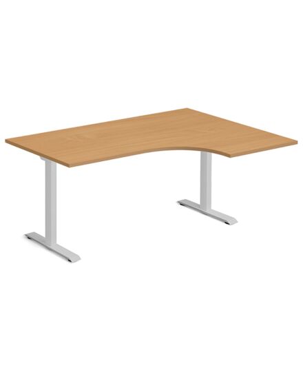 Hæve-sænkebord Ekoflex, Bøg 1600x1200 mm Højre 2-ben/Alugrå