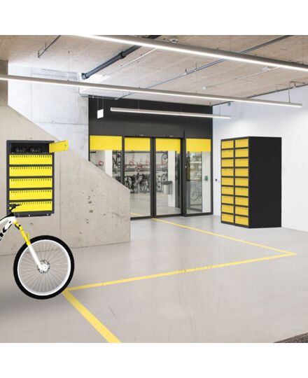 Opladningsskabe cykelbatterier B400 9 rum, gulvmodel, grå
