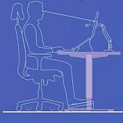 Illustration af en ergonomisk korrekt siddestilling